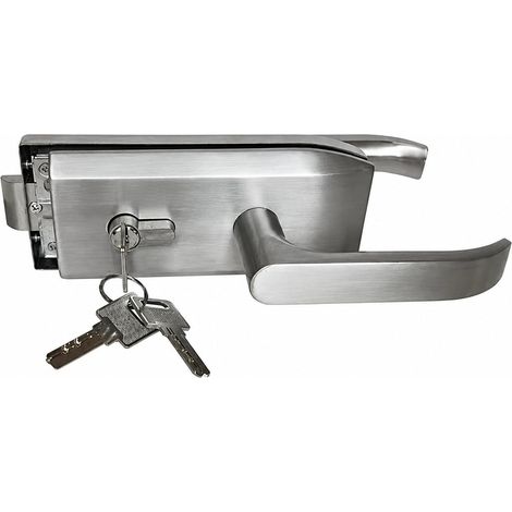 Serrure de porte en verre en acier inoxydable avec 3 clés (1/5)