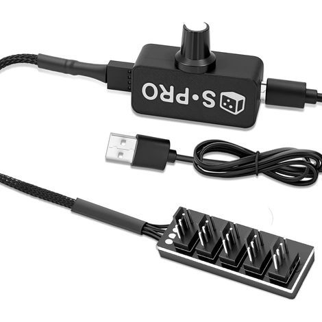 Controlador de velocidad PWM de 4 pines y 12 V con cable de alimentación USB tipo C + PWM de 4 pines y 5 vías (1/5)