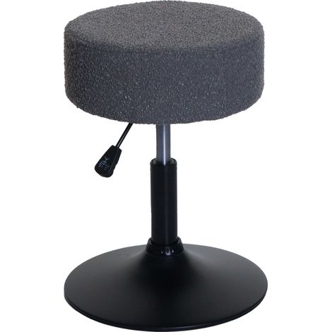 Tabouret HWC-C22, tabouret de maquillage, réglable en hauteur pivotant Ø 37cm Tissu Bouclé (450g/m²) MVG  gris foncé