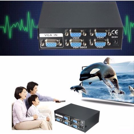 Splitter For Monitor Tv 4 Porte Vga 200 Mhz Alimenter Dc 1920x1440 Vga-2004 (1/5)