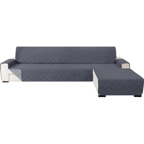 Housse De Canapé d'angle 2 Places Réversible, Universelle Housse Canapé avec Accoudoirs avec Gauche/Droite, Couvre Canapé Lavable, Protege Canape Angle (210cm, Gris Foncé + Gris Clair) (1/5)