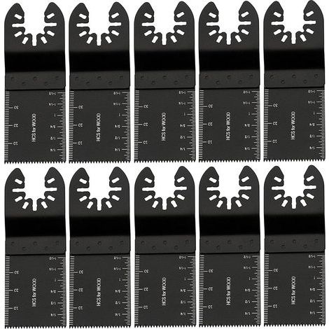 10 Stück 34 mm Multifunktions-Werkzeugklingen, oszillierende Klingen aus Kohlenstoffstahl, Mehrzweck-Heimwerkerwerkzeuge zum Sägen, Schneiden, Schaben, Formen, Polieren und Entfernen von Fugenmörtel ( (1/5)