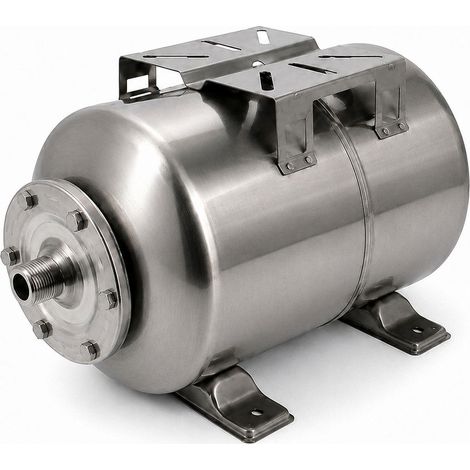 Gt Market – Réservoir à pression horizontal 24L en inox – Vessie interchangeable butyle – Raccord 1" mâle – Pression max 5.4 bars – Pour systèmes d'eau chaude/froide (1/5)