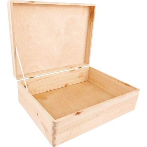 Aufbewahrungsbox Holz mit Deckel 40 x 30 x 14 cm – Natur