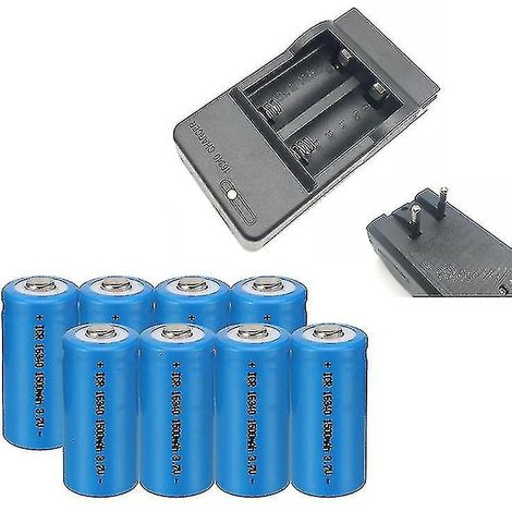 Chomel 3,7V 1500mAh 16340 CR123A Li-Ionen-Akku für LED-Taschenlampe, inklusive Reise-Wandladegerät (rot). (1/4)