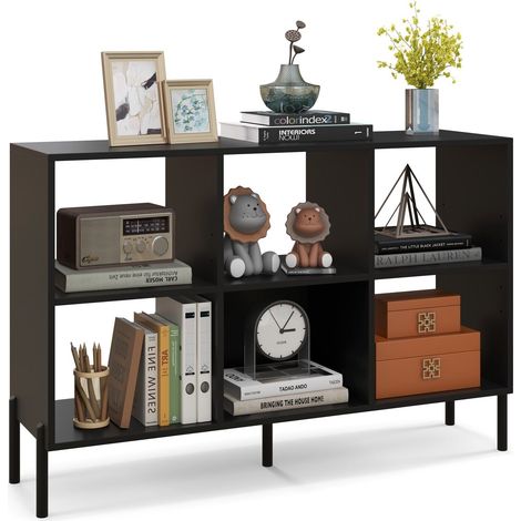 Wooden Storage Bookcase 6 Cube Open Bookshelf Home Office Display Cabinet Rack (1/5)