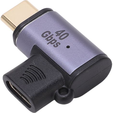 Adaptateur magnétique USB-C vers USB-C en forme de L, charge rapide 40 Gbit/s, 100 W, 8K 120 Hz, résolution 7680 x 4320, adaptateur USB-C femelle vers USB-C mâle (1/5)