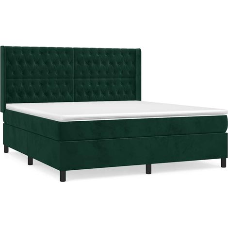 Maison Exclusive - Giroletto a Molle con Materasso Verde Scuro 180x200 cm Velluto (1/5)