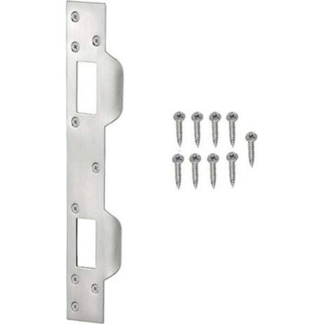 [JAMAIS UTILISÉ] Serrure de porte blancpour plaques de serrure de porte en métal de 5-1/2 à 6", la sécurité du loquet de porte intérieure et extérieure sécurise le cadre de porte (1/4)