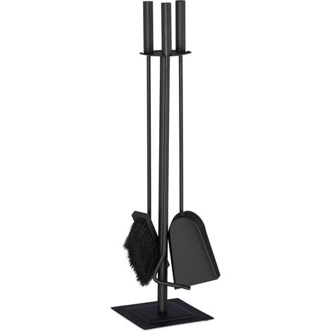 Soporte para fuego de 4 piezas negro (1/5)