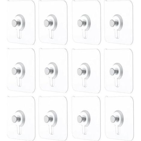 12Pcs Adhesif Accroche Tableau Sans Percer,Attache Cadre Adhésif Crochets,Fixation Murale Sans Percer,pour Accroche Cadres Photo (1/4)