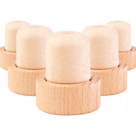 Set - 5 tappi di sughero sintetico a forma di fungo da 19,5 cm con testa in legno