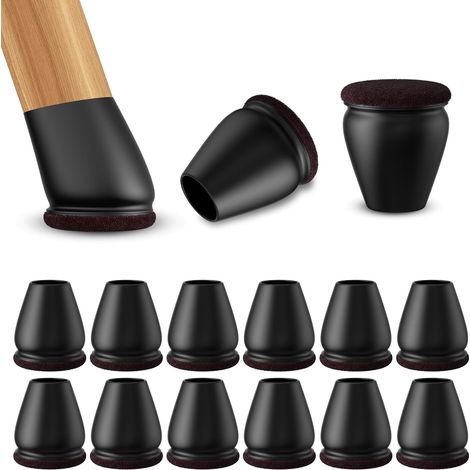 Protection Pied de Chaise, 24 Pièces Protecteurs de Sol en Silicone Noir, Chaise Protecteurs de Sol en Silicone, Petit Patin de Tampon de Sol pour sols en Bois Dur et carrelage, Ronde11-15mm (1/5)