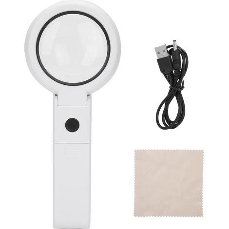 Lupa de escritorio LED portátil de 7 aumentos, alimentada por batería USB.