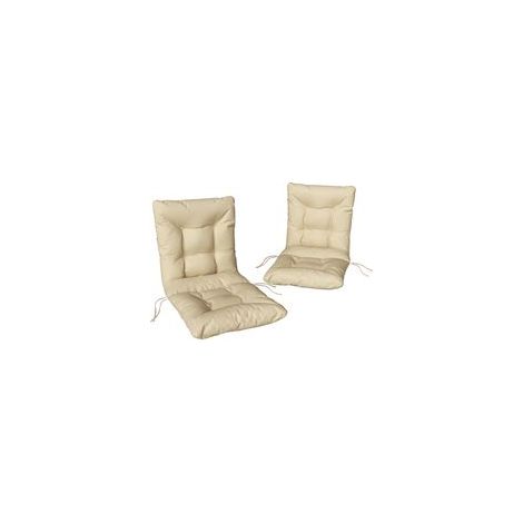 Lot de 2 coussins de chaise d'extérieur 120 x 50 x 8 cm – Tissu polyester 230 g/m² – Sangles anti-glissement – Résistant à l'eau – Beige (1/5)