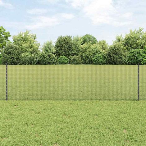 Zaun mit Pfosten Grau 0,6 x 10 m Stahl und PVC