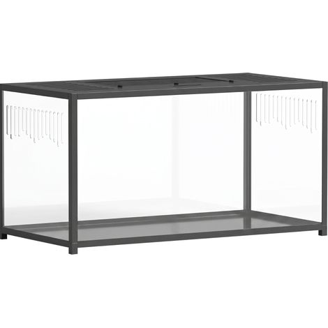 Hamsterkäfig 100x50x52,5 cm aus Metall und Acryl, schwarz, aufklappbarer Deckel – MEUBLIV (1/5)