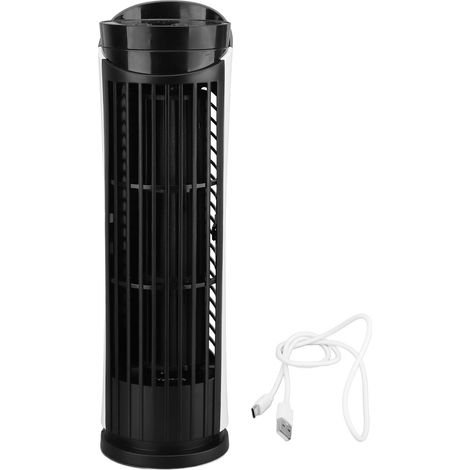 Ventilateur tour USB sans pales, 2 modes d'éclairage, 2 vitesses réglables, pour bureau ou maison, noir (1/5)