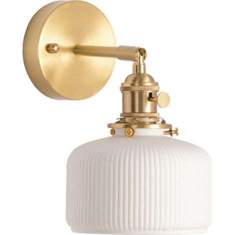 Applique murale moderne simple en laiton doré E27, adaptée aux salons de thé, aux chambres à coucher et aux couloirs, luminaires décoratifs (1/5)