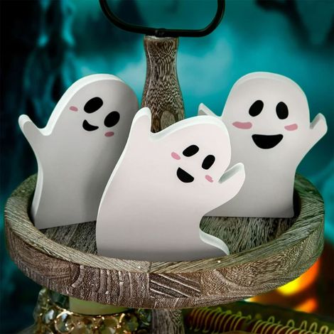 Décorations de table fantômes mignonnes, plateau fantôme, décorations d'Halloween pour fête ou étagère. (1/5)