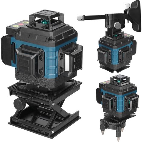 Niveau laser multifonctionnel à 16 lignes, projecteur de lignes vertes haute précision, nivellement automatique à 3 degrés, avec système de compensation d'amortissement magnétique. (1/5)