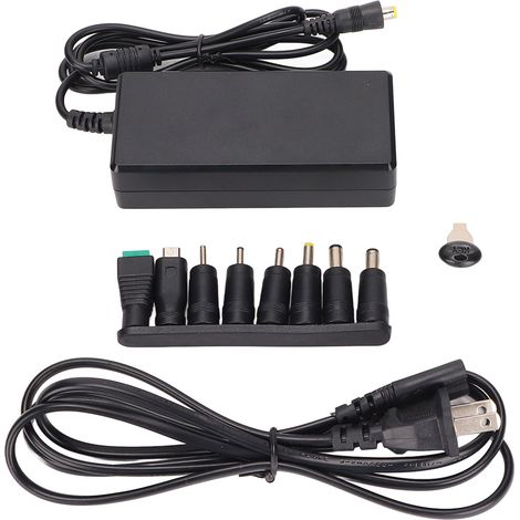 Adaptateur secteur 65W 3A universel portable avec 8 fiches DC et port USB pour ordinateur portable, équipement d'affichage LED et surveillance, prise américaine (1/5)