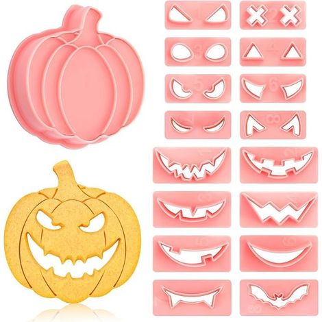 CCYKXA 17 Pcs Emporte Piece Halloween 3D Citrouille Emporte Pièce Patisserie Moule Biscuit Halloween Cookie Cutters Pour Fruits Sablé Gâteaux Décorations (1/5)