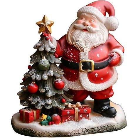 Weihnachtsschmuck aus Kunstharz: Weihnachtsmann und Weihnachtsbaumschmuck