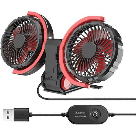 Autolüfter mit zwei Köpfen, bürstenloser Motor, 3-stufig einstellbarer Luftkühler, tragbarer automatischer Armaturenbrettkühler (1/5)