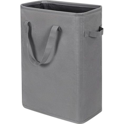 Panier à linge ultra - mince, seau à linge étroit avec poignée, seau à linge sale pliable, seau à linge haut pour buanderie, dortoir et chambre à coucher, (45l) gris (1/3)