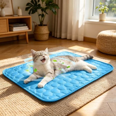 Kühlmatte für Katzen und Hunde, strapazierfähige, tragbare Kühlmatte für Katzen, Kühldecke für Hunde, Wärmende Kühlmatratze für Haustiere, für drinnen, draußen und im Auto (1/5)