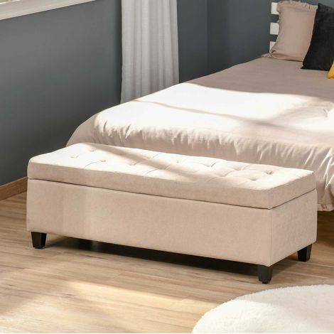 Panca contenitore imbottita con coperchio, 125 x 49 x 41,5 cm, beige HAVRYA (1/5)