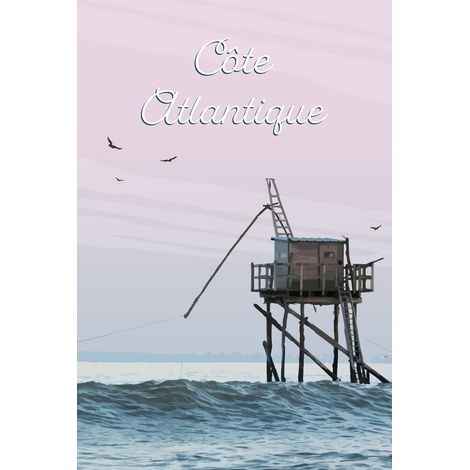 Tableau sur toile illustration côte Atlantique 30x45 cm - Impression sur Toile Murale Décorative - Image imprimée en HD sur Toile - Toile sur Châssis en Bois FSC - Fabriqué en France (1/5)