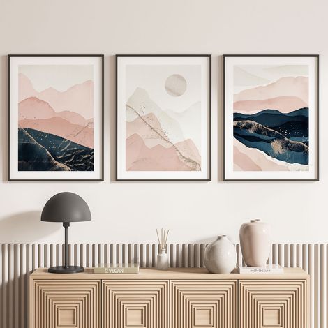 Lot de 3 Affiches / Posters Triptyque - Paysages Boho - 3 Affiches - 70x100 cm (Cadres non fournis) - Photo pleine page (1/5)