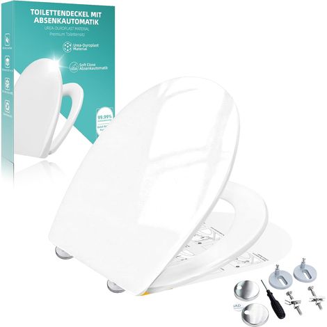 Abattant WC avec Frein de Chute en Duroplast Urée-Formaldéhyde, Quick-Release pour Nettoyage Facile - Installation Simple, jusqu'à 250 kg, Antibactérien (1/5)