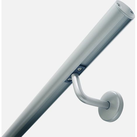 Kordo – Kit main courante en aluminium gris 2m – Supports de fixation murale – Pour intérieur et extérieur – Fabriqué en France