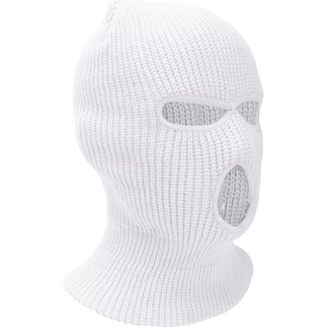 Masque intégral tricoté à 3 trous, coupe-vent, chaud, pour l'hiver, sports de plein air, ski, blanc (1/5)