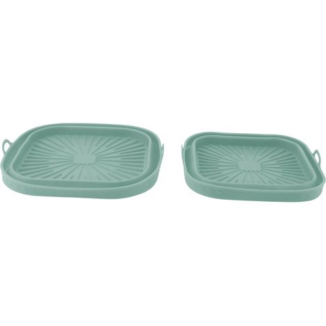 wiederverwendbare Silikon-Fritteuseneinlagen, faltbare quadratische Silikon-Backformen für Kuchen, Brot und Fleisch, Grün (1/5)