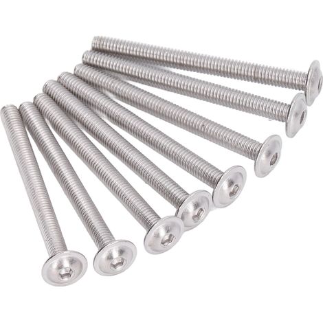 Jeu de 50 vis à tête bombée à bride, boulons hexagonaux à tête ronde en acier inoxydable A2-70, M4x45 mm (1/5)