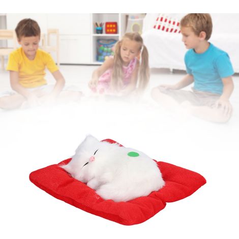 Gato de peluche interactivo – Gatito animado con sonidos sobre una suave alfombra blanca de carbón activado, juguete decorativo, idea de regalo para niños, juguete pequeño (18 x 16 cm, 119 g) (1/5)