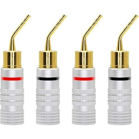 Plaqué Or 2mm Fiche Banane à vis Audio Haut-Parleur Plots Broche Adaptateur Connecteur de Câble (4pcs) (1/5)