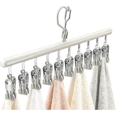 BUNTHAUS Porte vêtements Cintre avec clips, organisateur de rangement pour jupes et pantalons avec 10 clips robustes, support à linge pour placard, armoire (1/5)