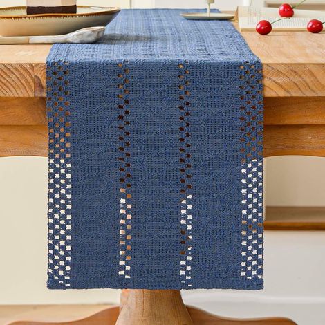 Chemin de Table Bohème Bleu Marine 30×140 cm