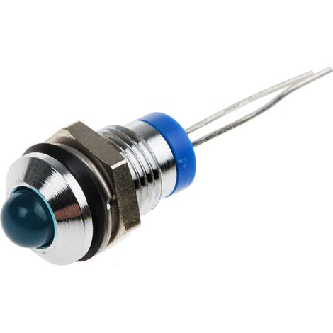 Voyant LED lumineux Bleu RS PRO, dia. 8mm, 2V c.c., IP67 ( Prix pour 1 )