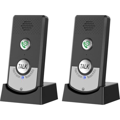 Interphone Sans Fil - Lot de 2 - ABS Étanche - Communication Bidirectionnelle - Maison et Bureau - Noir
