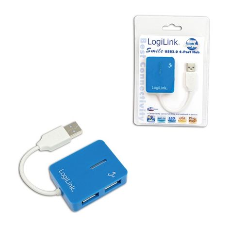 Hub USB Logilink a 4 porte, Smile, blu (1/3)