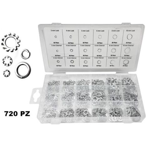 Set da 720 Pezzi Rondelle Zincate Grover e Dentellate interde ed esterne 04354 (1/3)