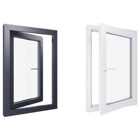 Finestra in PVC - Triplo vetro - Bicolore - Bianco e grigio - 700 mmx1000 mm cm (1/5)