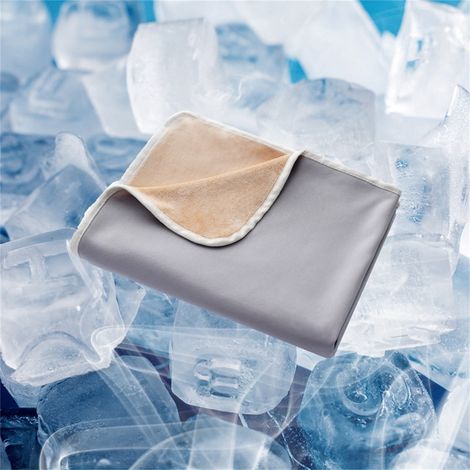 Couverture Rafraîchissante - Tissu Soie Glacée - Pour Bureau Chambre Ou Voyage - 152 x 127 cm - Gris (1/5)