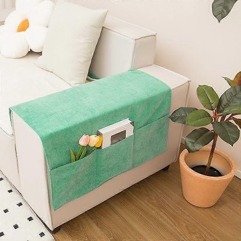 Housse d'accoudoir de canapé en fibre de polyester, modèle à enfiler, facile à installer, vert menthe, protège les accoudoirs du canapé. (1/5)